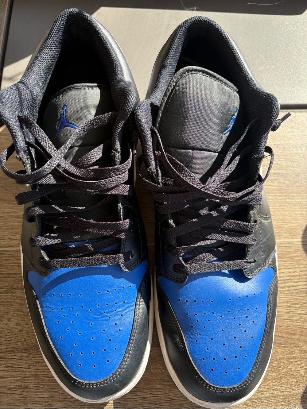 Nike Black and Blue Low-Top Sneakers size 17 Jordan 1’s